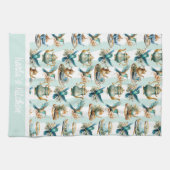 ハミングバードとティータイモノグラムのム キッチンタオル (横)