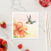 ハミングバードとハイビスカスの花 スタンダードカクテルナプキン (インサイチュ)