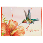 ハミングバードとハイビスカスの花 ラージペーパーバッグ (裏面)