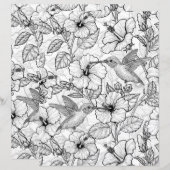 ハミングバードとハイビスカスの花b&w (正面/裏面)