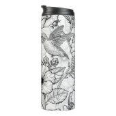 ハミングバードとハイビスカスの花b&w タンブラー (回転右)