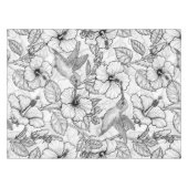 ハミングバードとハイビスカスの花b&w テーブルクロス (正面(横))