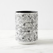 ハミングバードとハイビスカスの花b&w マグカップ (中央)