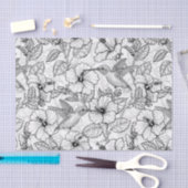 ハミングバードとハイビスカスの花b&w 薄葉紙 (クラフト)