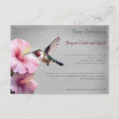 ハミングバードとハイビスカス |グレー結婚ズ エンクロージャーカード (正面)
