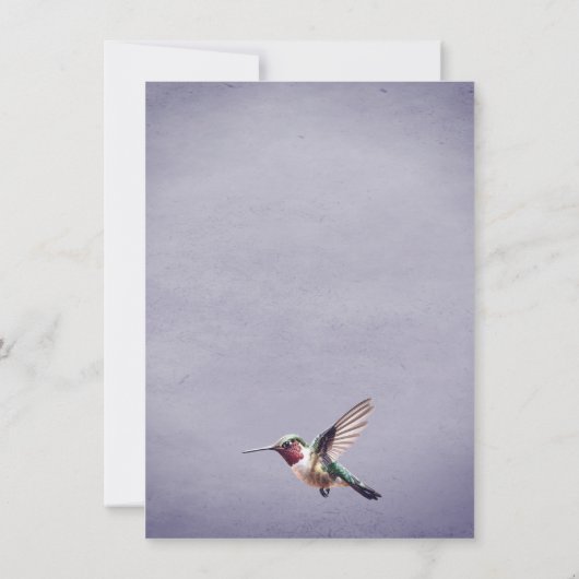 ハミングバードとハイビスカス | パープルリハーサルディナー 招待状 (裏面)