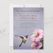 ハミングバードとハイビスカス | パープルリハーサルディナー 招待状 (正面)