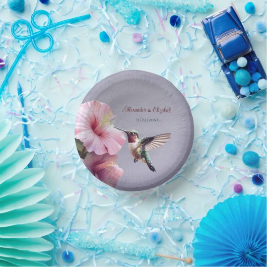 ハミングバードとハイビスカス | パープル結婚ズ ペーパーボウル (パーティー)