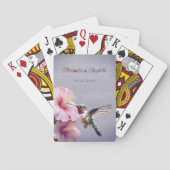 ハミングバードとハイビスカス | パープル結婚式の引き出物 トランプ (裏面)