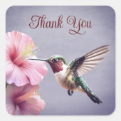 ハミングバードとハイビスカス | パープル・サンキュー スクエアシール (正面)