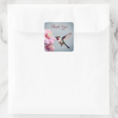 ハミングバードとハイビスカス |ブルー結婚の感謝 スクエアシール (バッグ)