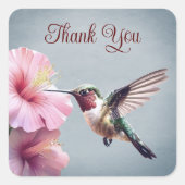 ハミングバードとハイビスカス |ブルー結婚の感謝 スクエアシール (正面)