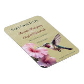 ハミングバードとハイビスカス | 黄色の日付の保存 マグネット (右側)