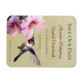 ハミングバードとハイビスカス | 黄色の日付の保存 マグネット (横)