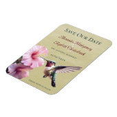 ハミングバードとハイビスカス | 黄色の日付の保存 マグネット (左側)