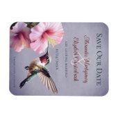 ハミングバードとハイビスカス | Purple日付の保存 マグネット (横)