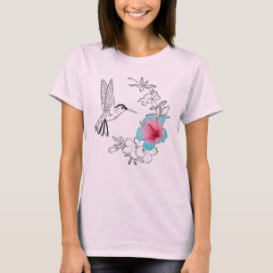 ハミングバードとハイビスカス Tシャツ