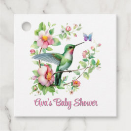 ハミングバードとバタフライガールベビーシャワー感謝していU フェイバータグ