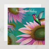 ハミングバードとピンクのヒマワリ (正面/裏面)