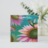 ハミングバードとピンクのヒマワリ (スタンド正面)