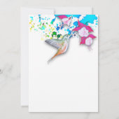 ハミングバードとフクシアの結婚式テーブルナンバーカード 招待状 (裏面)