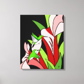 ハミングバードとフラワーアート キャンバスプリント (正面)