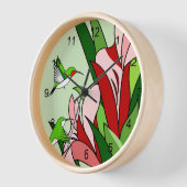 ハミングバードとフラワーラウンドクロック 壁時計 (傾斜)