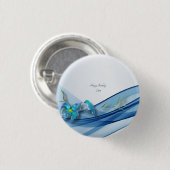 ハミングバードとブルーウェーブの誕生日ボタン 缶バッジ (正面&裏面)