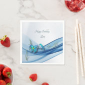 ハミングバードとブルーウェーブ誕生日ナプキン スタンダードカクテルナプキン (インサイチュ)