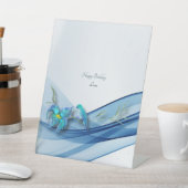 ハミングバードとブルーウェーブ誕生日ペデスタル標識 台座サイン (インサイチュ)