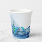 ハミングバードとブルーウェーブ誕生日紙カップ 紙コップ (正面)