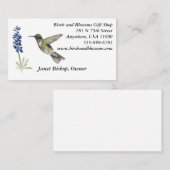 ハミングバードとブルーボンネット 名刺 (正面/裏面)