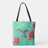 ハミングバードとポピー絵画ズの トートバッグ (裏面)
