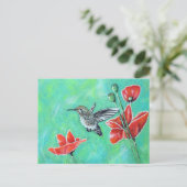 ハミングバードとポピー絵画ズの ポストカード (スタンド正面)
