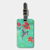 ハミングバードとポピー絵画ズの ラゲッジタグ (正面縦)