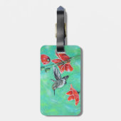 ハミングバードとポピー絵画ズの ラゲッジタグ (裏面縦)