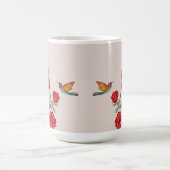 ハミングバードとレッドローズ コーヒーマグカップ (中央)
