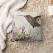 ハミングバードとワイルドフラワーデジタルアートアクセントパイ クッション (ブランケット)