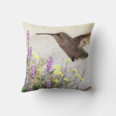 ハミングバードとワイルドフラワーデジタルアートアクセントパイ クッション (裏面)