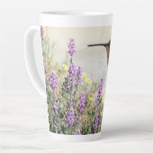 ハミングバードとワイルドフラワーデジタルアートコーヒーマグ カフェラテマグ (左アングル)