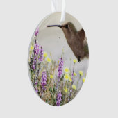 ハミングバードとワイルドフラワーデジタルアート オーナメント (正面)