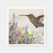 ハミングバードとワイルドフラワーデジタルアート スタンダードカクテルナプキン (正面)