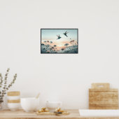 ハミングバードとワイルドフラワー（オプションのフレーム付き） ポスター (キッチン)