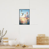 ハミングバードとワイルドフラワー（オプションのフレーム付き） ポスター (キッチン)