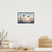 ハミングバードとワイルドフラワー（オプションのフレーム付き） ポスター (キッチン)