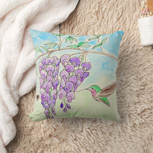 ハミングバードとワ絵画ステリア クッション (ブランケット)