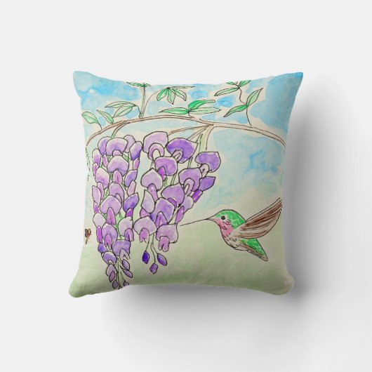 ハミングバードとワ絵画ステリア クッション (裏面)