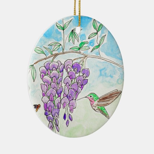ハミングバードとワ絵画ステリア セラミックオーナメント (右)