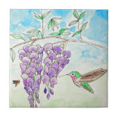 ハミングバードとワ絵画ステリア タイル (正面)