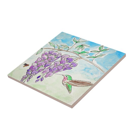 ハミングバードとワ絵画ステリア タイル (側面)